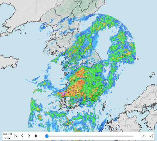 남부지방 호우특보 확대(사진=기상청 캡처)